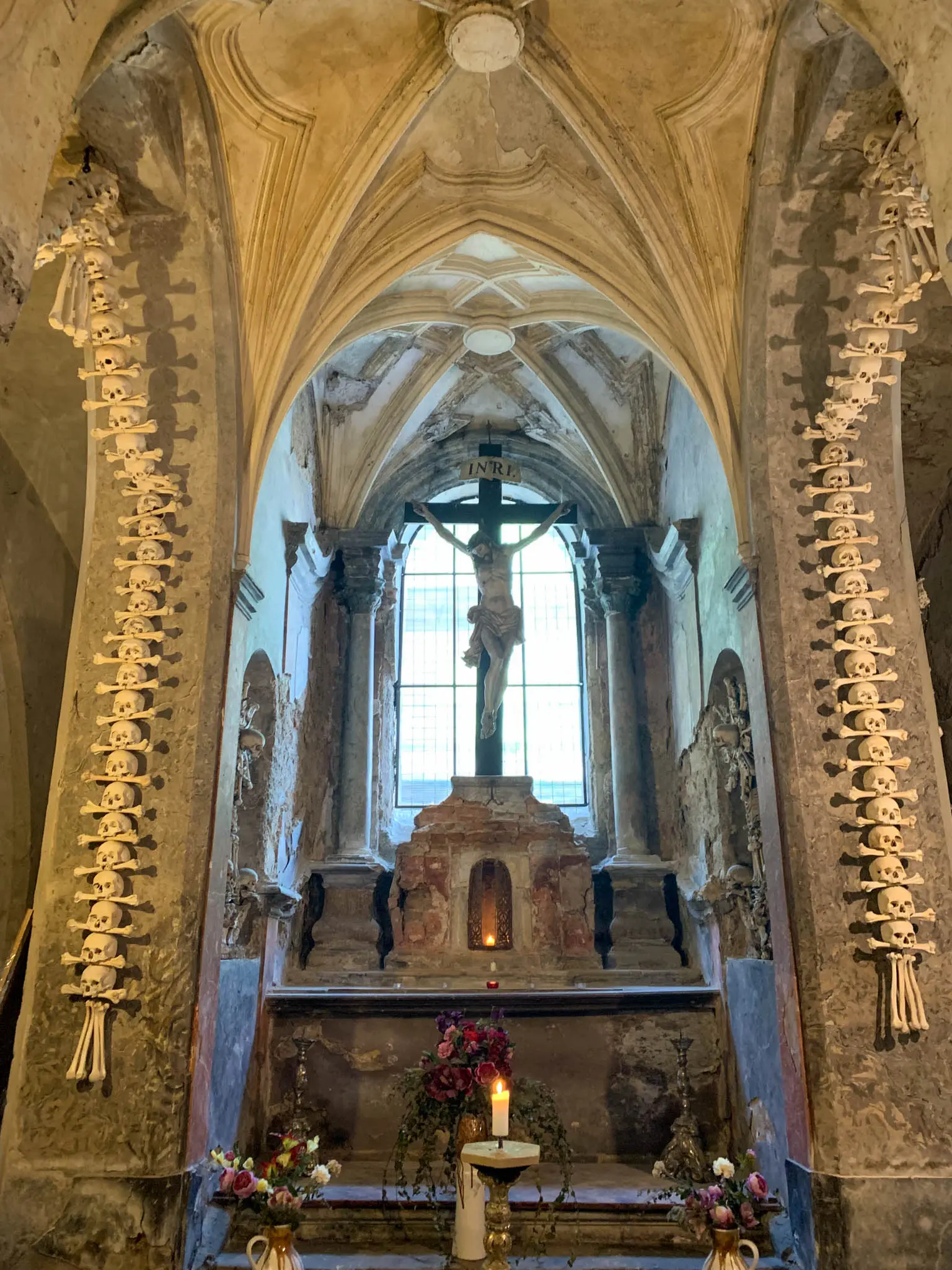 A creepy bone church outside of Prague