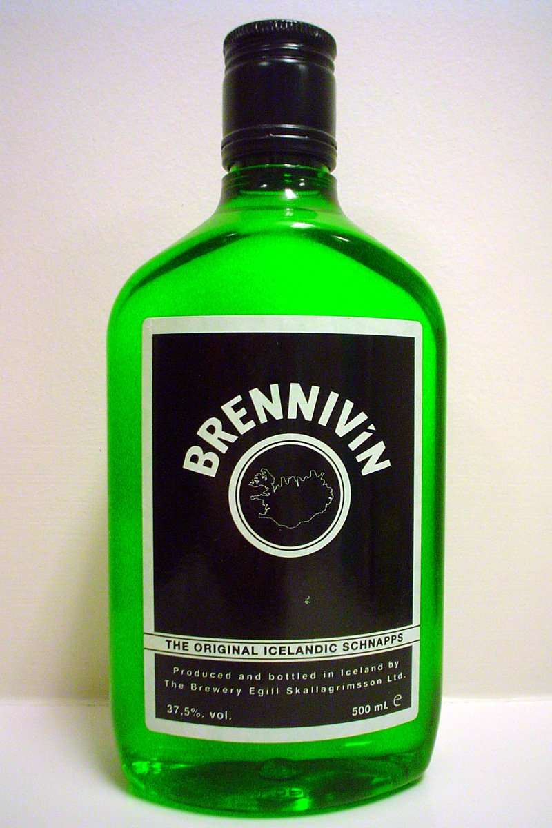 brennivín, the "Black Death" bottle