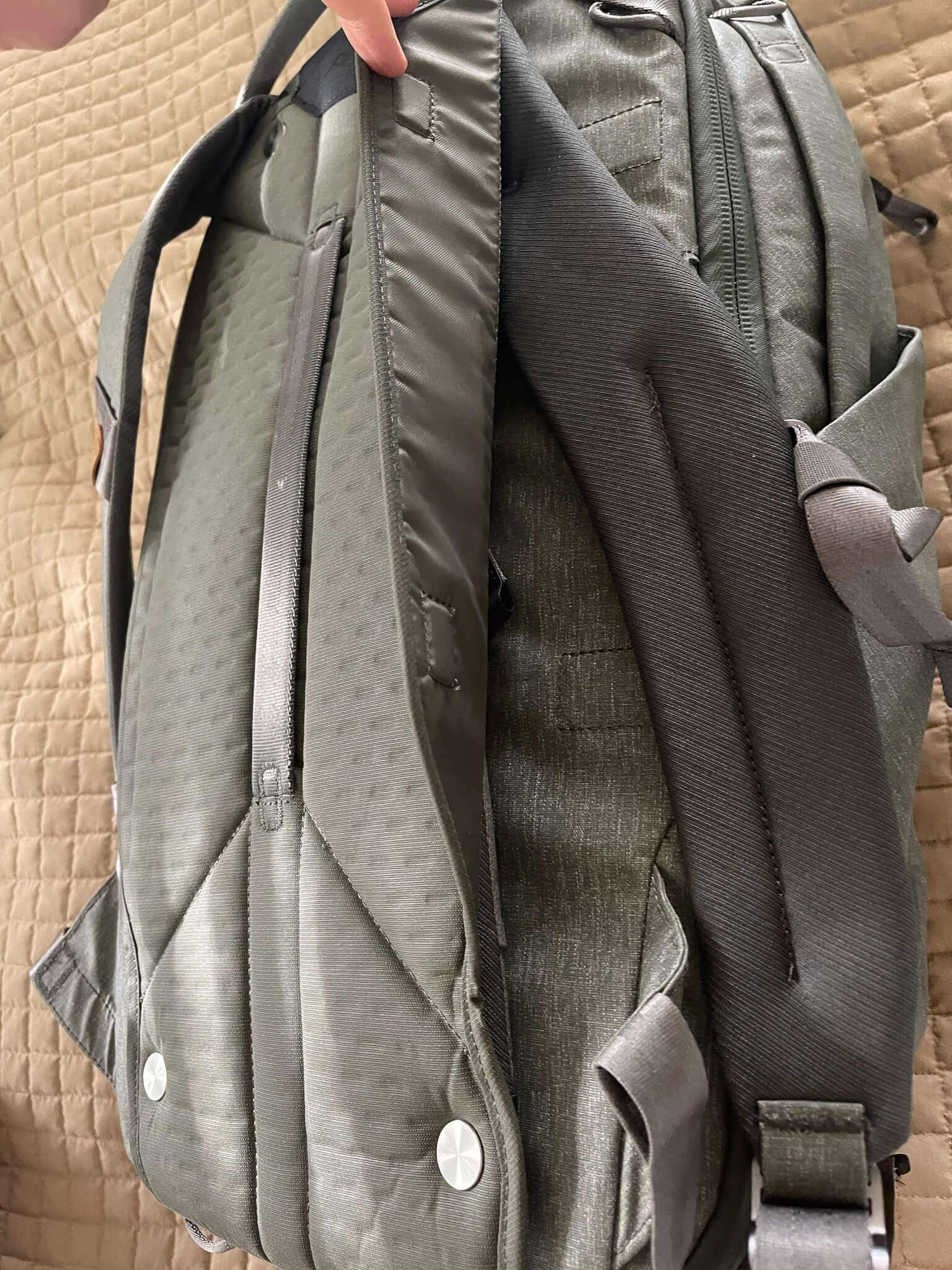 Stowaway straps on the Peak Design Travel Backpack