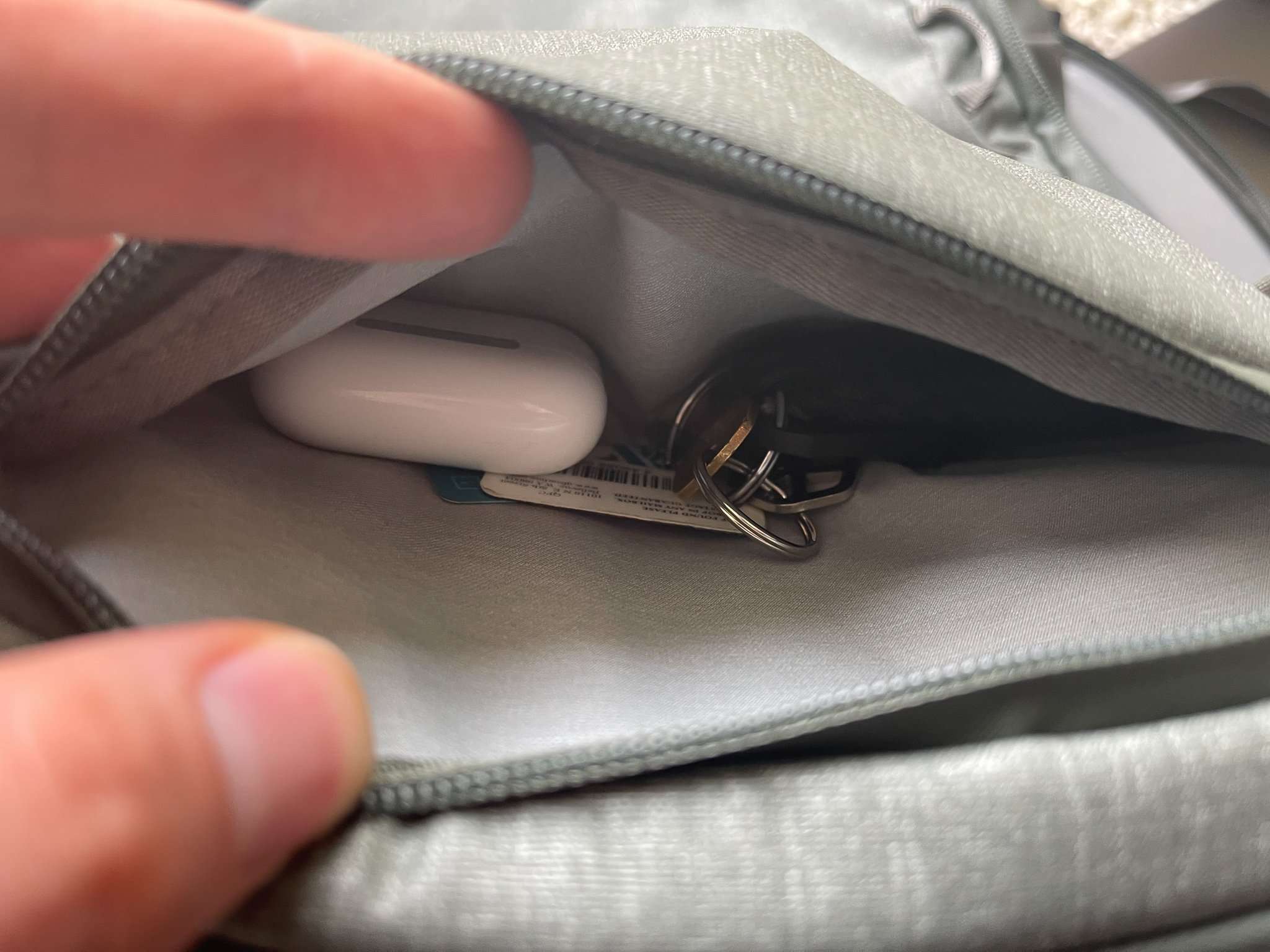 The single quick access pocket on the Peak Design Travel Backpack is pretty small